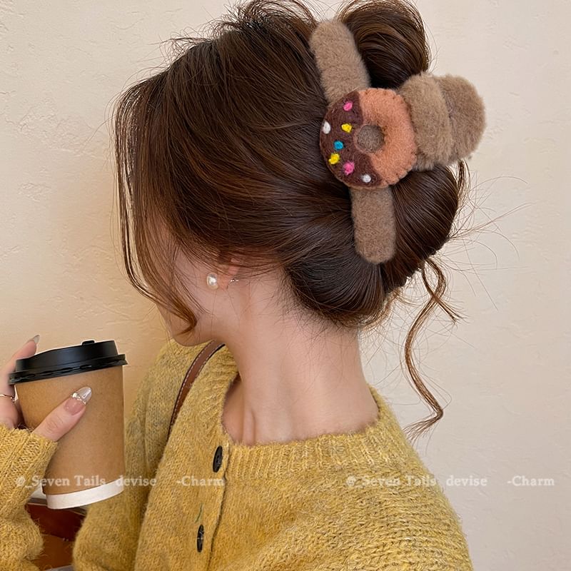 Chenille Hair Clip Claw Donut Acrylic