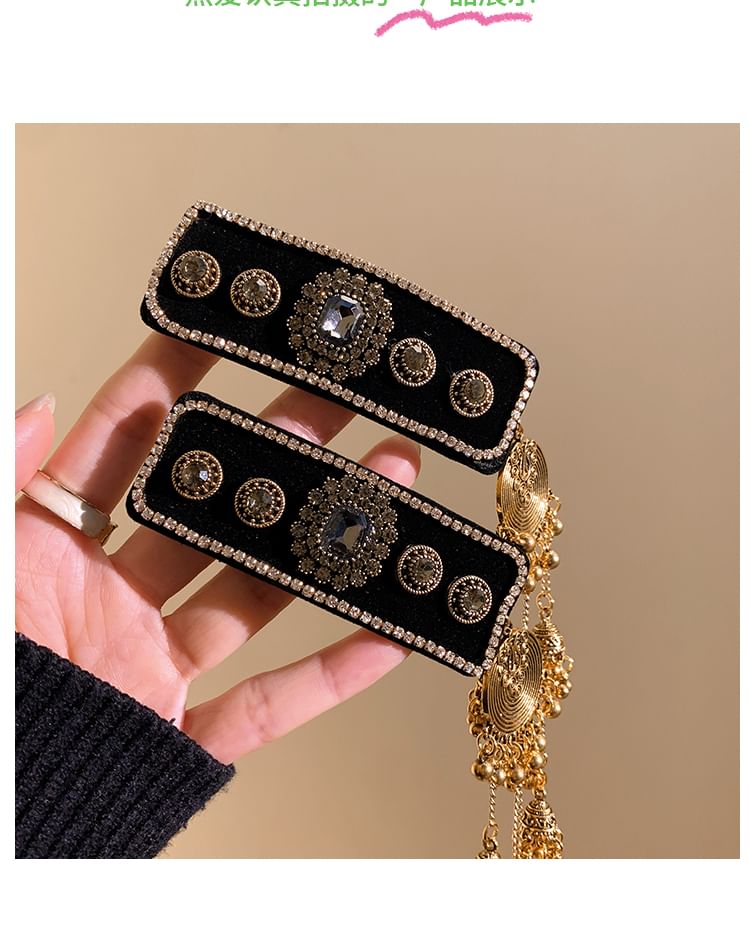 Clip Rhinestone Set Beaded Hair /