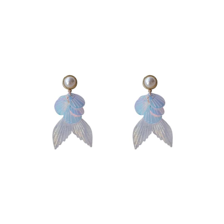 / Tail Clip-On Drop Faux Pearl Mermaid Earring