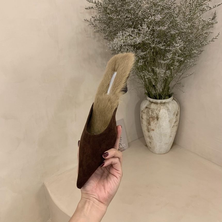 Pointed Kitten Heel Mules Fleece-Lined Toe