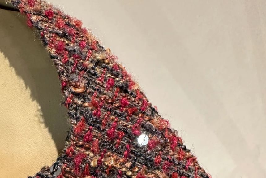 Pumps Stiletto Sequin Pointed Tweed Toe