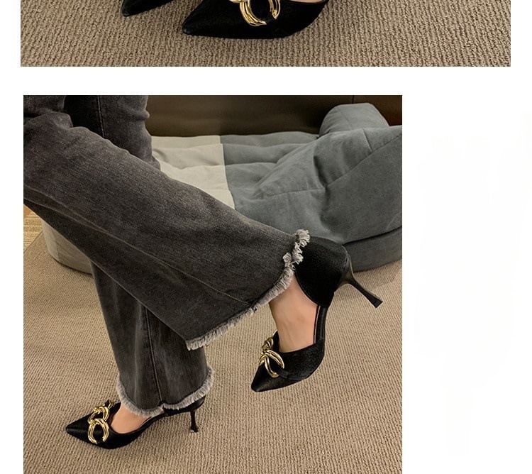 D'Orsay Stiletto Chained Pumps Toe Pointed