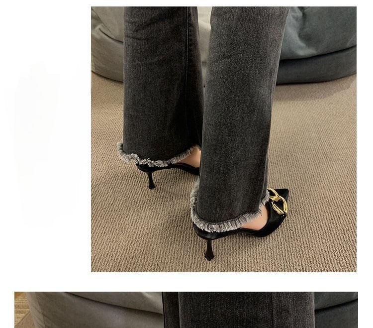 D'Orsay Stiletto Chained Pumps Toe Pointed