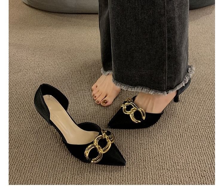 D'Orsay Stiletto Chained Pumps Toe Pointed