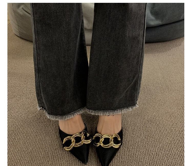 D'Orsay Stiletto Chained Pumps Toe Pointed