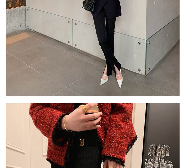 Rhinestone Stiletto Slingback Pointed Sandals Leather Toe Accent Patent