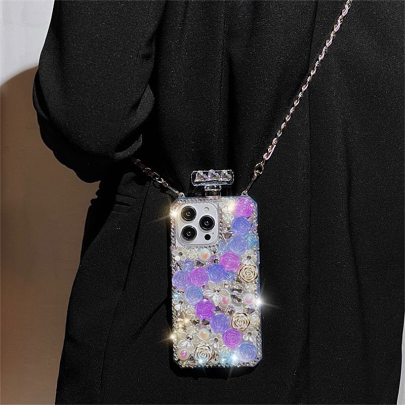 Case Rose Phone Rhinestone Lanyard Galaxy