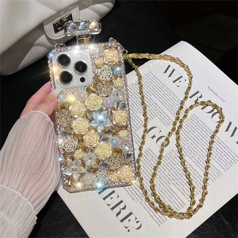 Case Rose Phone Rhinestone Lanyard Galaxy