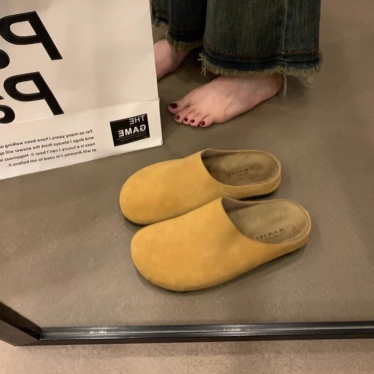 Plain Faux Suede Mules