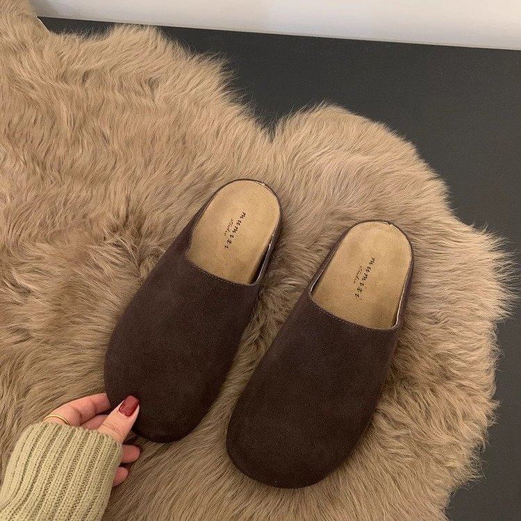 Plain Faux Suede Mules