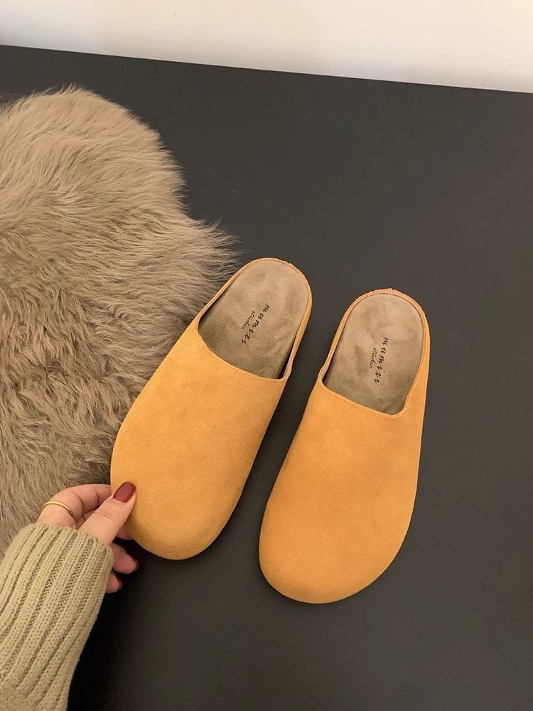 Plain Faux Suede Mules
