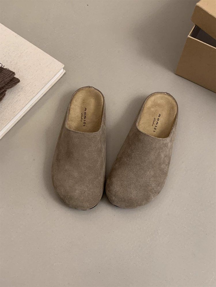 Plain Faux Suede Mules