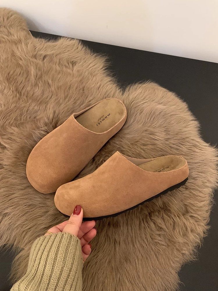 Plain Faux Suede Mules