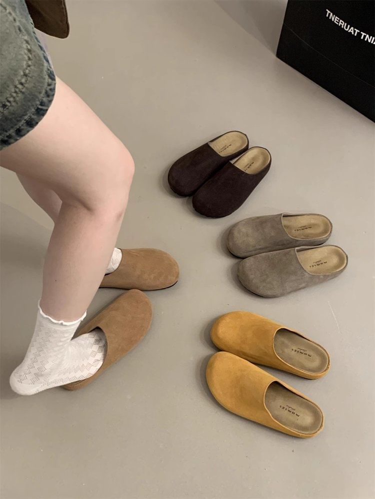 Plain Faux Suede Mules