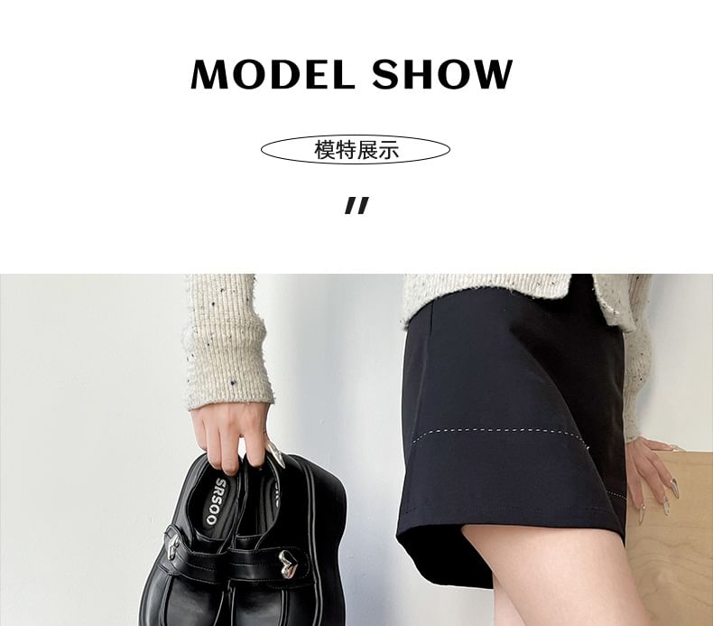 Loafers Platform Leather Accent Heart Faux