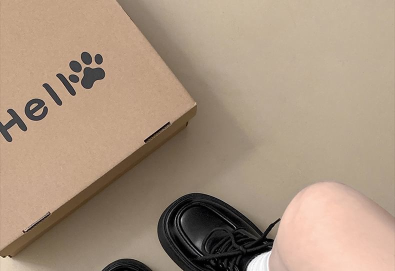 Chunky Platform Heel Derby Lace-Up Shoes