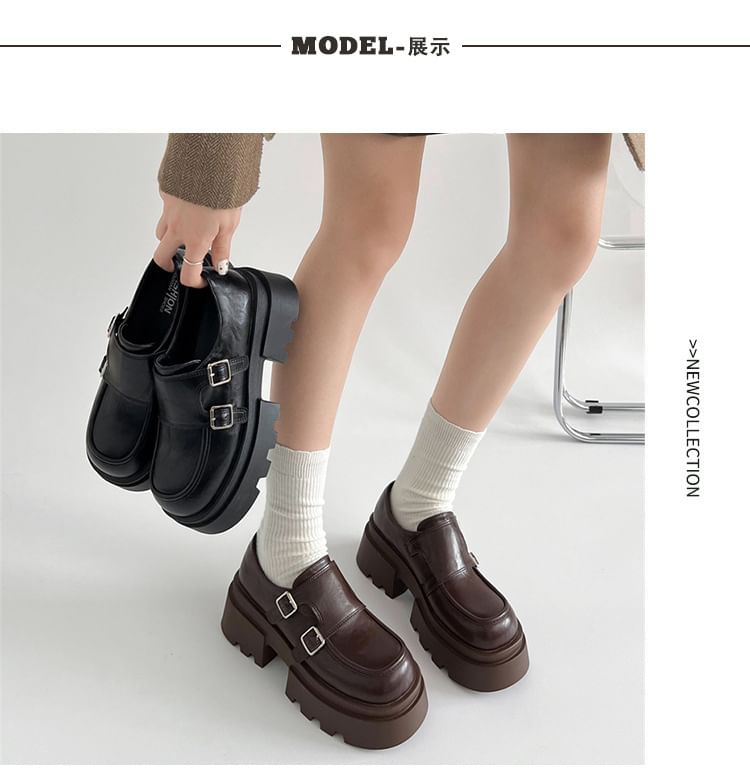 Monk Loafers Platform Strap