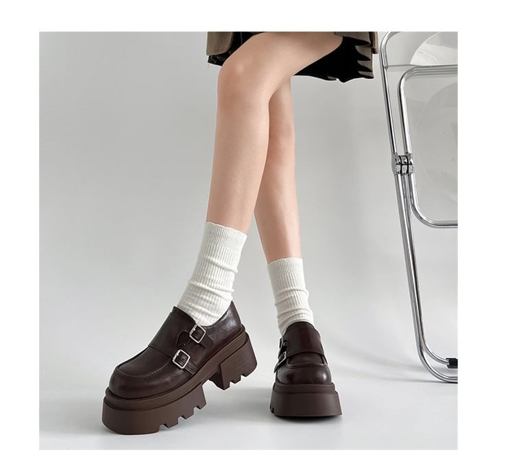 Monk Loafers Platform Strap