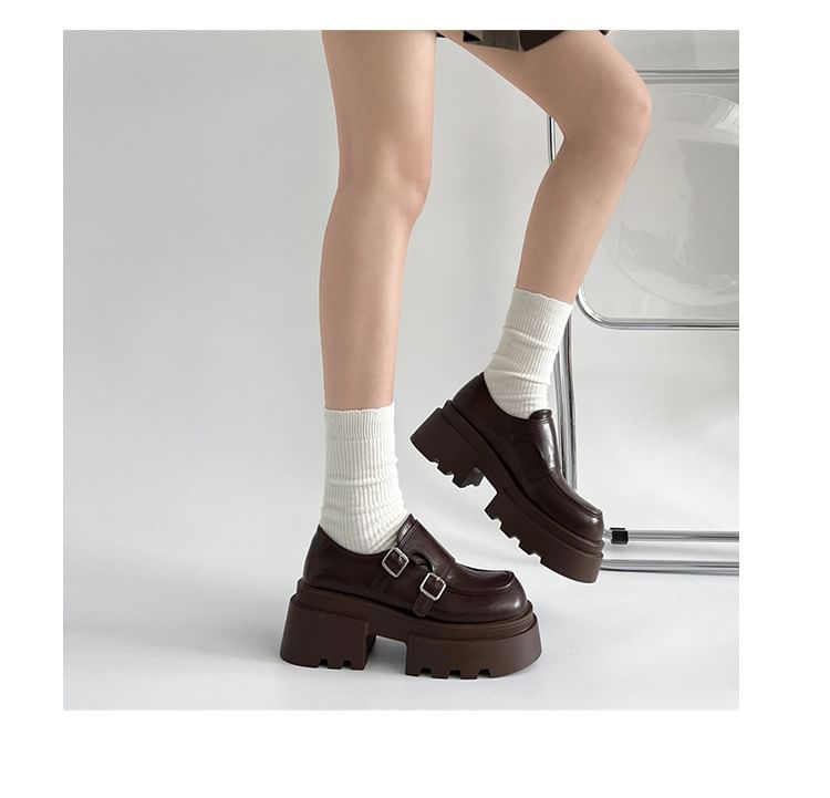 Monk Loafers Platform Strap