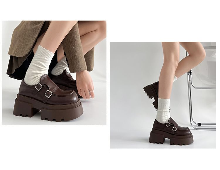 Monk Loafers Platform Strap