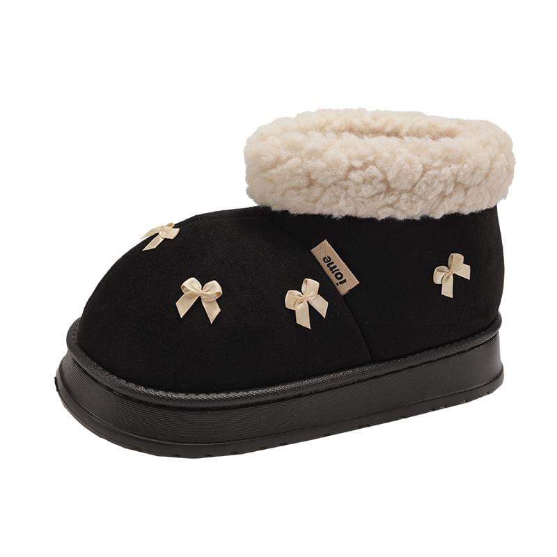 Platform Boots Snow Fleece-Lined Short Bow