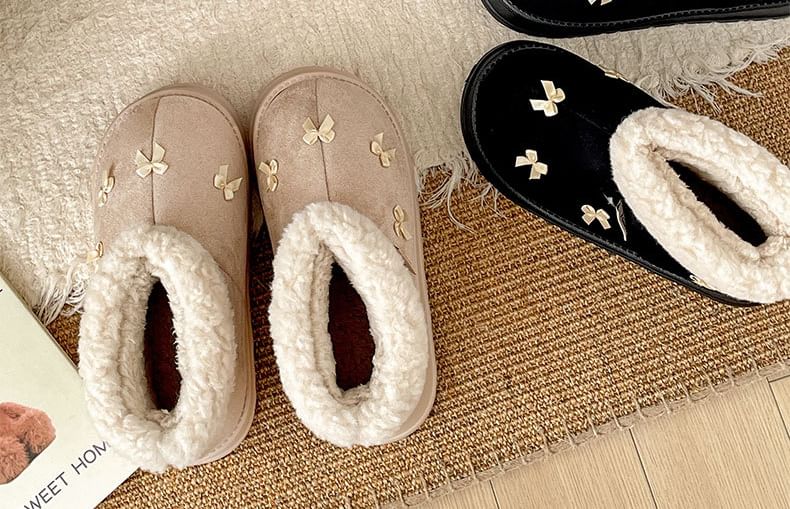 Platform Boots Snow Fleece-Lined Short Bow