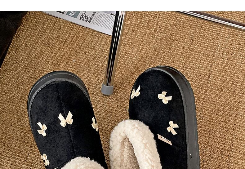 Platform Boots Snow Fleece-Lined Short Bow