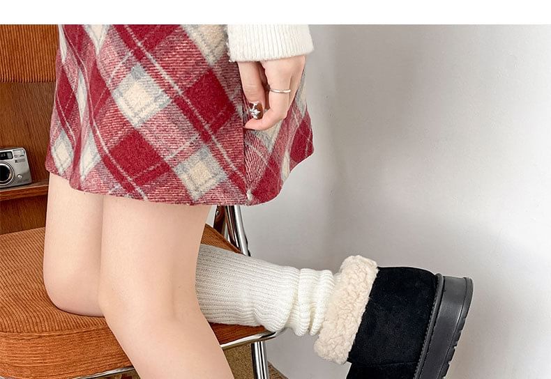 Platform Boots Snow Fleece-Lined Short Bow