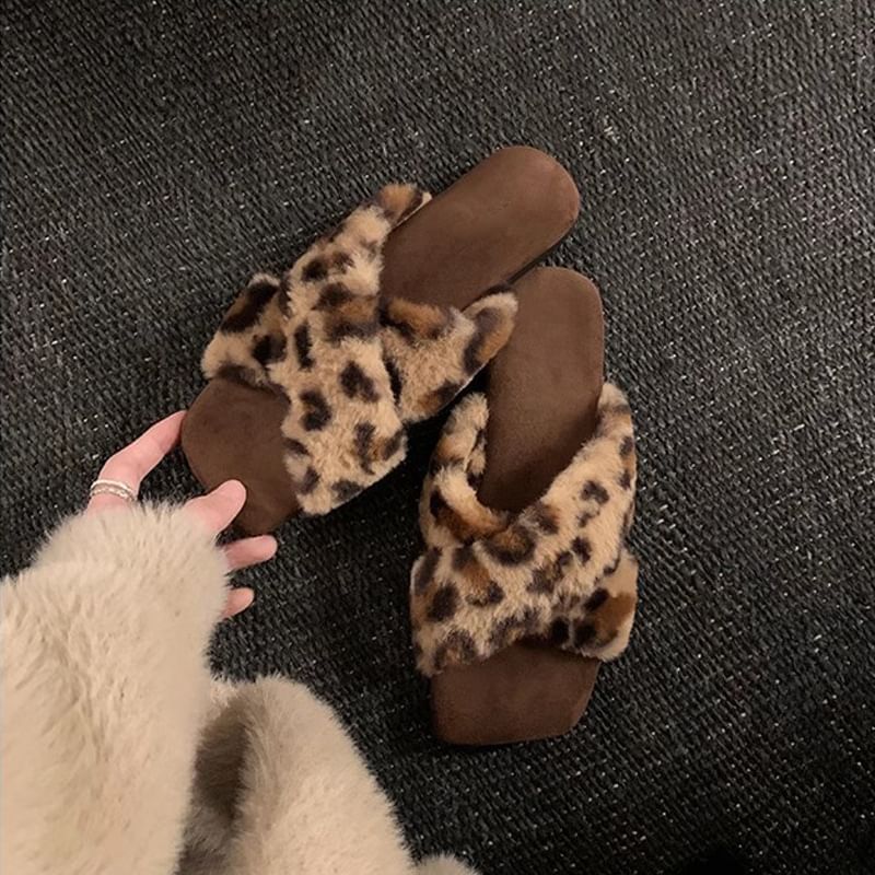 Band Sandals Fluffy Slide Cross