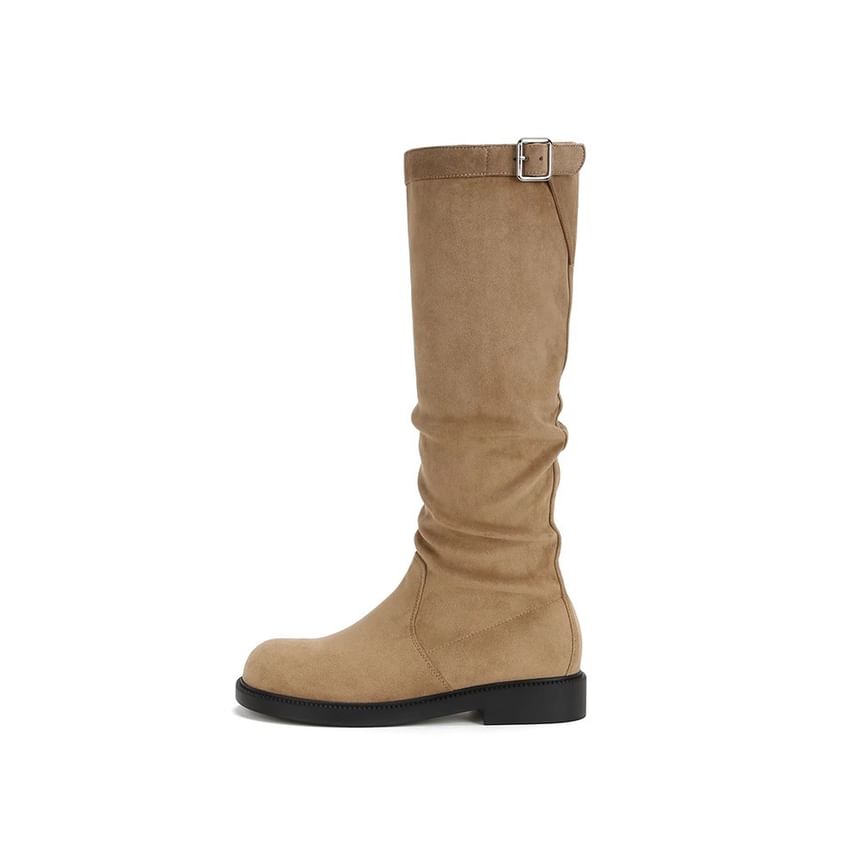Calf Boots Mid Plain Tall Buckled /