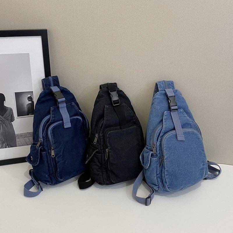 Buckle Denim Sling Bag