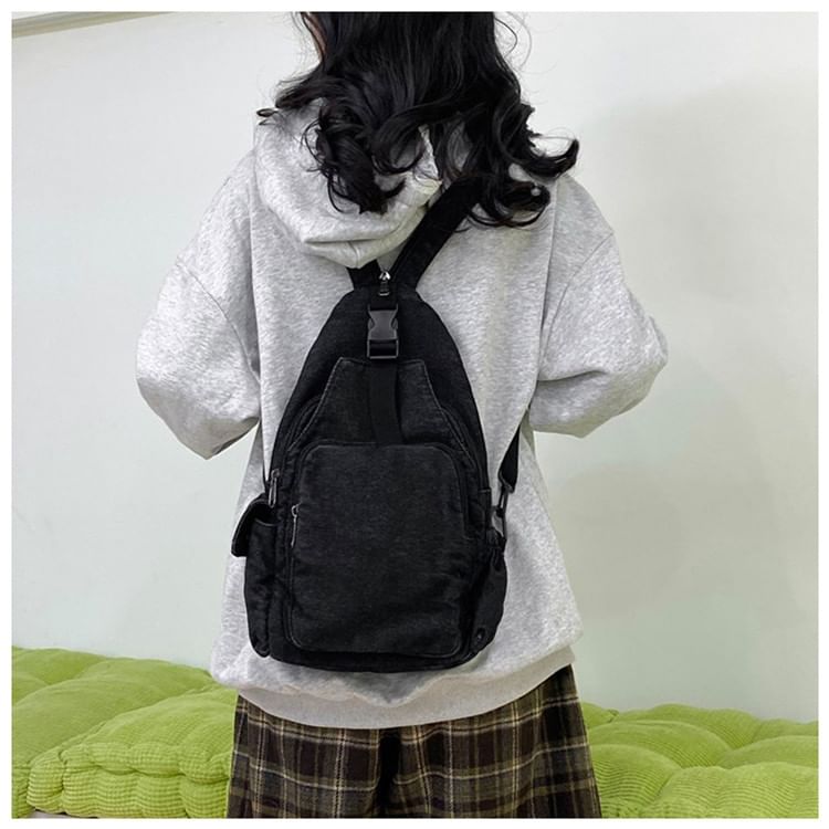 Buckle Denim Sling Bag