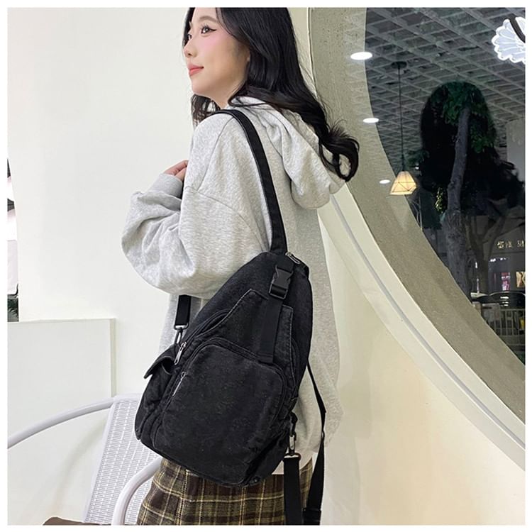 Buckle Denim Sling Bag