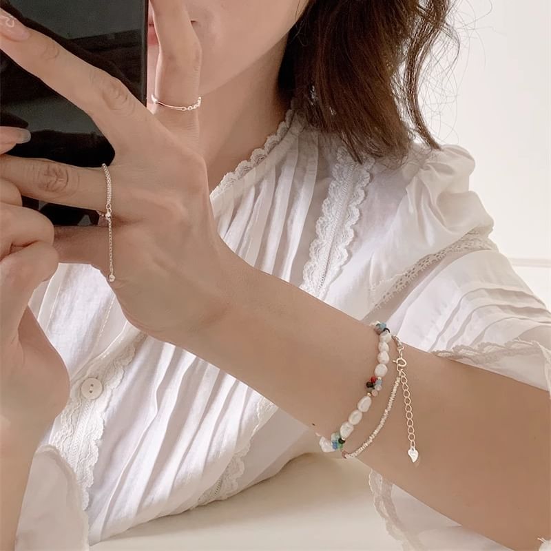 Pearl Sterling / Bead S925 Silver Bracelet Freshwater