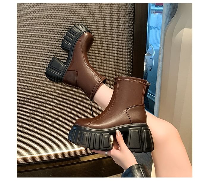 Faux Boots Short Platform Leather