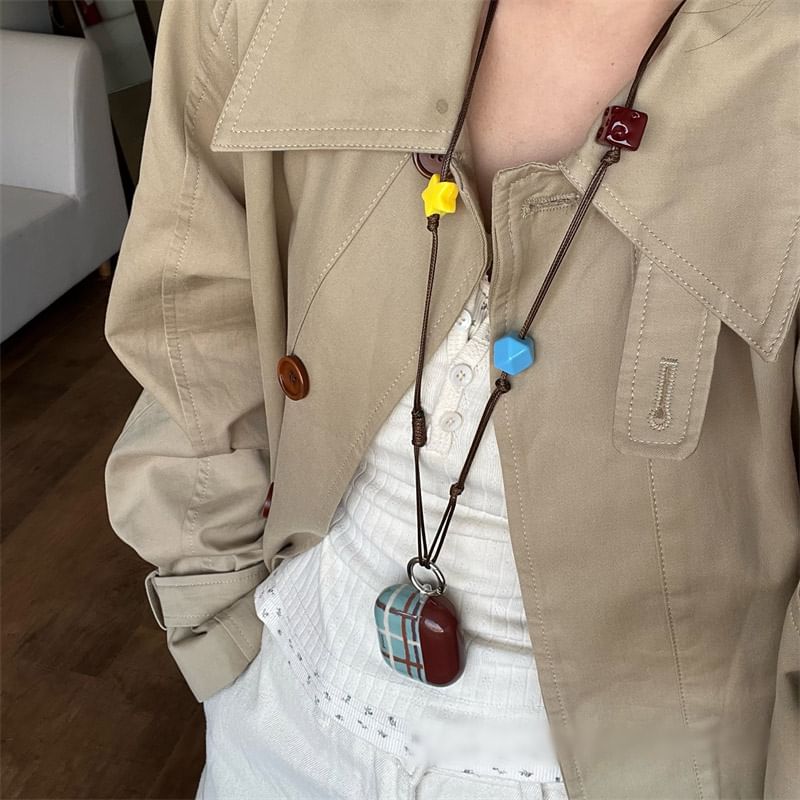 Pro AirPods Earphone Dog Skin Charm / Lanyard Plaid Case