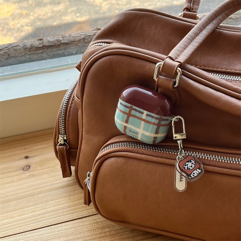 Pro AirPods Earphone Dog Skin Charm / Lanyard Plaid Case