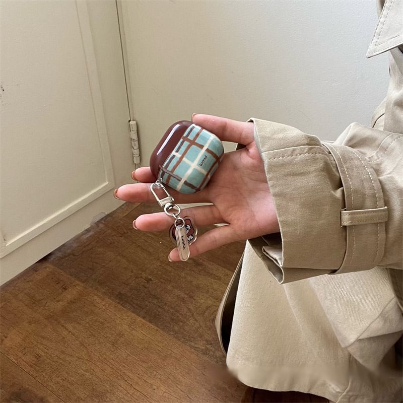 Pro AirPods Earphone Dog Skin Charm / Lanyard Plaid Case