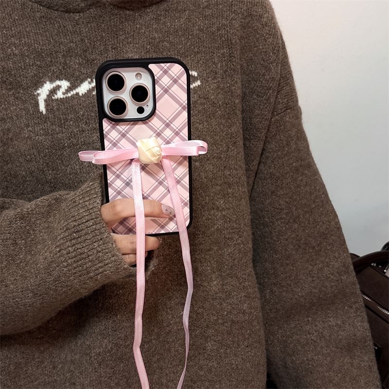 Ribbon Case Adhesive Set Decoration Plaid / Phone