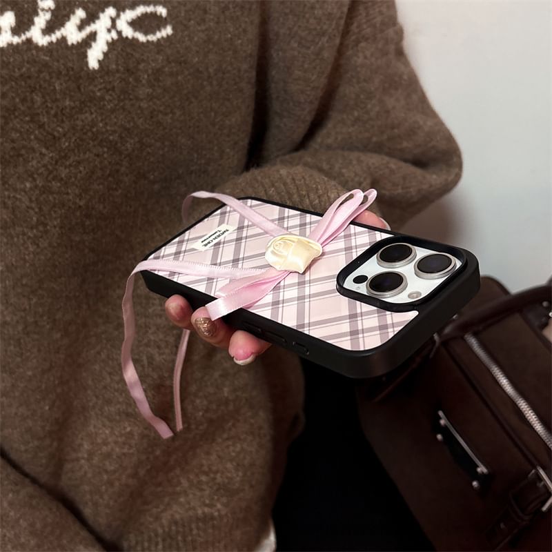 Ribbon Case Adhesive Set Decoration Plaid / Phone