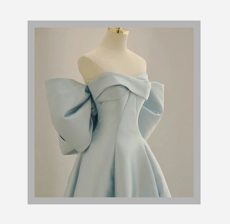 Back Gown Bow Ball A-Line Plain Strapless