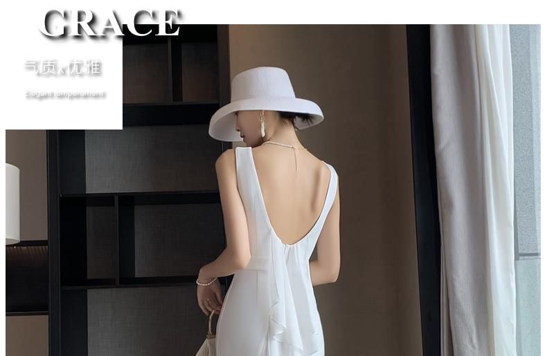 Gown Ruffle Plain Sleeveless Open Back Mermaid Wedding