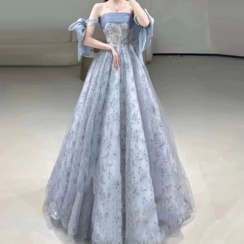 Gown Strapless A-Line Floral Ball