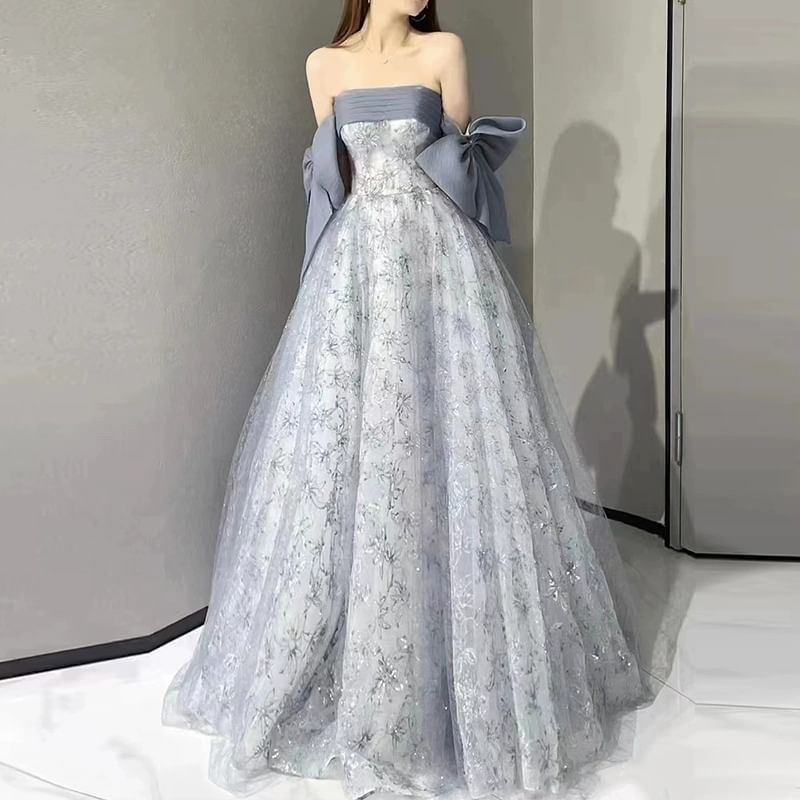 Gown Strapless A-Line Floral Ball