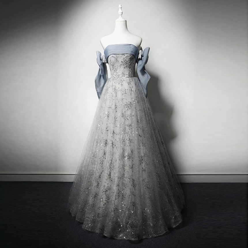 Gown Strapless A-Line Floral Ball