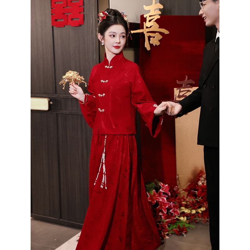 Long-Sleeve Embroidered Chinese Wedding Set