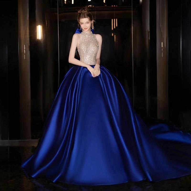 Halter Tone Ball Gown Evening Sequined Sleeveless Two Neck