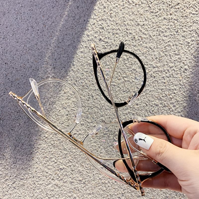 Round Blocking Glasses Light Blue