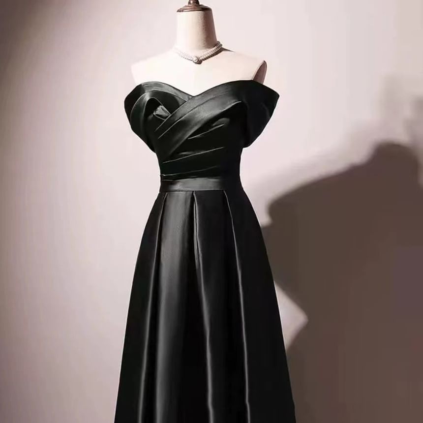 Evening Plain Off-Shoulder Gown A-Line