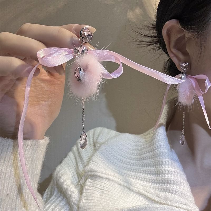 Rhinestone Bowknot Dangle Earring